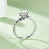 Elegant Simple Style Round Sterling Silver Gra Plating Inlay Moissanite Rhodium Plated Silver Plated Rings main image 4