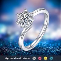 Elegant Simple Style Round Sterling Silver Gra Plating Inlay Moissanite Rhodium Plated Silver Plated Rings main image 1
