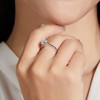Elegant Simple Style Round Sterling Silver Gra Plating Inlay Moissanite Rhodium Plated Silver Plated Rings main image 5