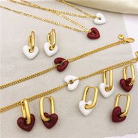 Sweet Simple Style Heart Shape Copper Brass Drip Glazed Plating Bracelets Earrings Necklace main image 3