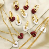 Sweet Simple Style Heart Shape Copper Brass Drip Glazed Plating Bracelets Earrings Necklace main image 1