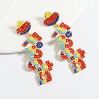 1 Pair Cute Vintage Style Letter Plating Alloy Seed Bead Gold Plated Silver Plated Drop Earrings main image 8