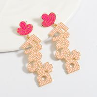 1 Pair Cute Vintage Style Letter Plating Alloy Seed Bead Gold Plated Silver Plated Drop Earrings main image 3