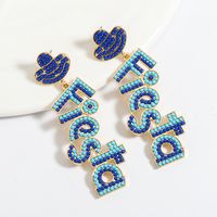 1 Pair Cute Vintage Style Letter Plating Alloy Seed Bead Gold Plated Silver Plated Drop Earrings main image 5