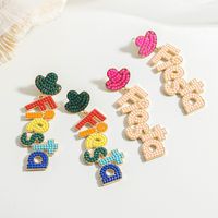 1 Pair Cute Vintage Style Letter Plating Alloy Seed Bead Gold Plated Silver Plated Drop Earrings main image 7