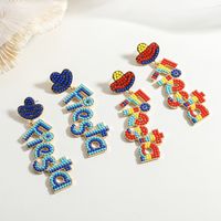 1 Pair Cute Vintage Style Letter Plating Alloy Seed Bead Gold Plated Silver Plated Drop Earrings main image 6