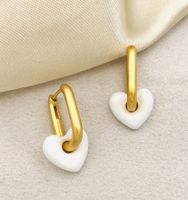Sweet Simple Style Heart Shape Copper Brass Drip Glazed Plating Bracelets Earrings Necklace sku image 7