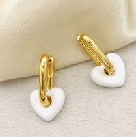 Sweet Simple Style Heart Shape Copper Brass Drip Glazed Plating Bracelets Earrings Necklace sku image 8