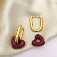 Sweet Simple Style Heart Shape Copper Brass Drip Glazed Plating Bracelets Earrings Necklace sku image 9