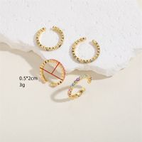 Cute Vintage Style Simple Style Devil's Eye Copper Enamel Plating Inlay Zircon 14k Gold Plated White Gold Plated Open Rings main image 2