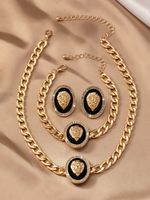 Elegant Luxurious Queen Lion Ferroalloy Plating Inlay Rhinestones Gold Plated Women's Bracelets Earrings Necklace main image 6