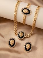 Elegant Luxurious Queen Lion Ferroalloy Plating Inlay Rhinestones Gold Plated Women's Bracelets Earrings Necklace main image 3