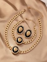 Elegant Luxurious Queen Lion Ferroalloy Plating Inlay Rhinestones Gold Plated Women's Bracelets Earrings Necklace sku image 1