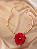 Elegant Blume Ferrolegierung Überzug Inlay Künstliche Perlen Vergoldet Frau Halsband sku image 1