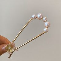 Women's Chinoiserie Elegant Geometric Flower Metal Plating Inlay Artificial Pearls Rhinestones Hairpin sku image 1