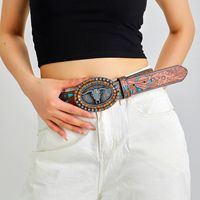Retro Ethnic Style Geometric Pu Leather Inlay Turquoise Beads Unisex Leather Belts main image 4