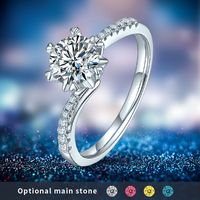 Glam Shiny Round Sterling Silver Gra Plating Inlay Moissanite Rhodium Plated Silver Plated Rings main image 8
