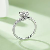 Glam Shiny Round Sterling Silver Gra Plating Inlay Moissanite Rhodium Plated Silver Plated Rings main image 2