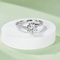 Glam Shiny Round Sterling Silver Gra Plating Inlay Moissanite Rhodium Plated Silver Plated Rings main image 3