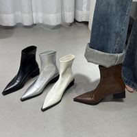 Women's Basic Solid Color Point Toe Martin Boots main image 1