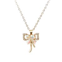 1 Piece Fashion Bow Knot Alloy Plating Inlay Zircon Women's Pendant Necklace main image 2