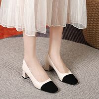 Women's Vintage Style Color Block Square Toe Pumps sku image 1