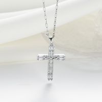 Titanium Steel 18K Gold Plated Simple Style Classic Style Plating Inlay Cross Zircon Pendant Necklace sku image 8