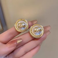 1 Pair Sweet Geometric Round Plating Imitation Pearl Drop Earrings sku image 56