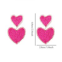 1 Pair Sweet Heart Shape Stainless Steel Cloth Glass Zircon Drop Earrings main image 4