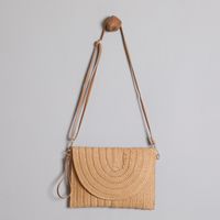 Women's Medium Straw Solid Color Vintage Style Classic Style Square Flip Cover Shoulder Bag main image 6