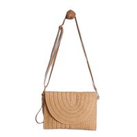 Women's Medium Straw Solid Color Vintage Style Classic Style Square Flip Cover Shoulder Bag main image 5