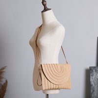 Women's Medium Straw Solid Color Vintage Style Classic Style Square Flip Cover Shoulder Bag main image 2