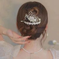 Femmes Dame Fleur Alliage Placage Incruster Zircon Pince À Cheveux main image 1