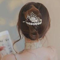Femmes Dame Fleur Alliage Placage Incruster Zircon Pince À Cheveux main image 4