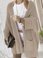Frau Basic Klassischer Stil Einfarbig Mantel Pullover main image 2