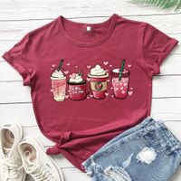 Frau T-shirt Kurzarm T-shirts Drucken Lässig Preppy-stil Drucken main image 6