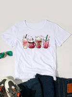 Frau T-shirt Kurzarm T-shirts Drucken Lässig Preppy-stil Drucken main image 2