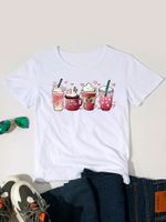 Women's T-shirt Short Sleeve T-shirts Printing Casual Preppy Style Printing main image 2