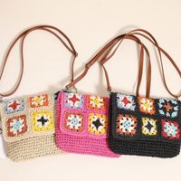 Women's Medium Straw Color Block Vintage Style Classic Style Square Magnetic Buckle Straw Bag main image 5