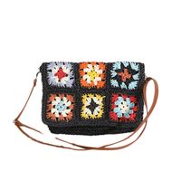 Women's Medium Straw Color Block Vintage Style Classic Style Square Magnetic Buckle Straw Bag main image 3