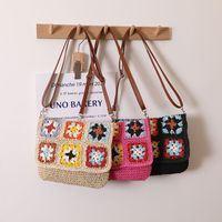 Women's Medium Straw Color Block Vintage Style Classic Style Square Magnetic Buckle Straw Bag main image 1