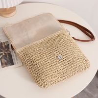 Women's Medium Straw Color Block Vintage Style Classic Style Square Magnetic Buckle Straw Bag main image 2