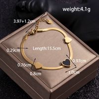 Retro Simple Style Heart Shape Stainless Steel Plating 18k Gold Plated Bracelets Earrings Necklace sku image 4