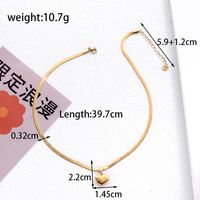 Retro Simple Style Heart Shape Stainless Steel Plating 18k Gold Plated Bracelets Earrings Necklace sku image 5