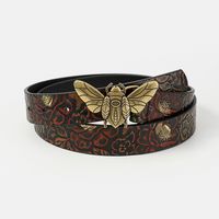 Vintage Style Bee Horse Pu Leather Metal Button Unisex Leather Belts sku image 1