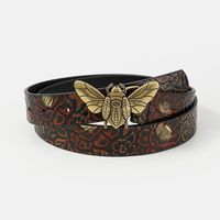 Vintage Style Bee Horse Pu Leather Metal Button Unisex Leather Belts main image 4