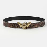 Vintage Style Bee Horse Pu Leather Metal Button Unisex Leather Belts main image 8