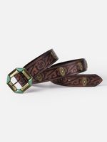 Retro Ethnic Style Geometric Pu Leather Inlay Turquoise Unisex Leather Belts sku image 2