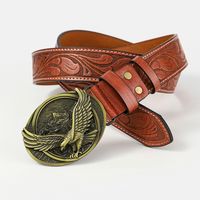 Retro Cowboy-stil Adler Stiefel Pu-leder Überzug Metallknopf Unisex Leder Gürtel sku image 1