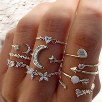 Fashion Diamond Love Pearl Leaf 10-teiliger Ring Kreativer Retro-weiblicher Ring sku image 45